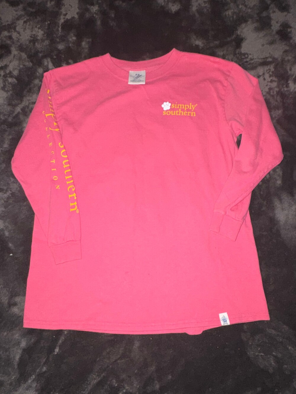 Simply Southern Youth Medium Long Sleeve Shirt Pink Cotton